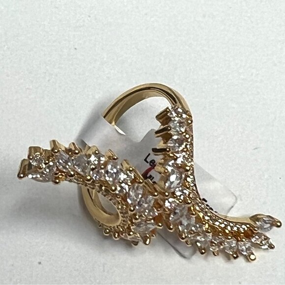 Jewelry - Elegant Rose Gold Adjustable Ring With Sparkling CZ Stones In Unique Curved Desi